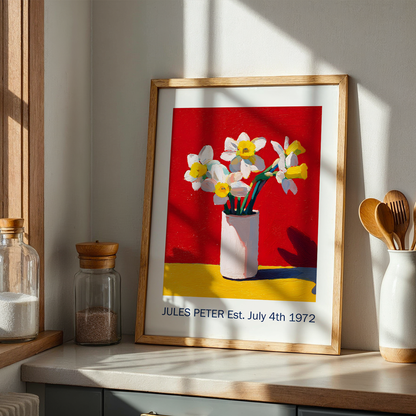 No.29 Personalised fine art flower print on museum gallery quality paper, customise the text to create a lifetime gift