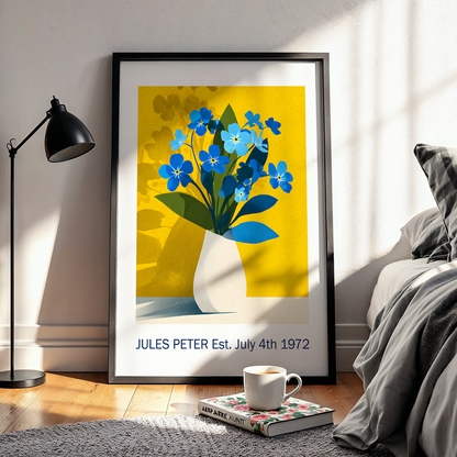 No.48 Personalised fine art flower print on museum gallery quality paper in high quality black wooden frame