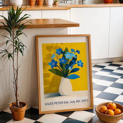 No.30 Personalised fine art flower print on museum gallery quality paper, customise the text to create a lifetime gift