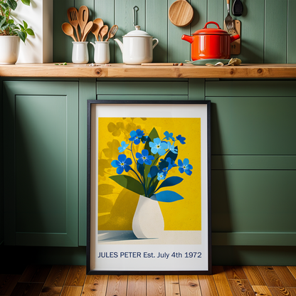 No.48 Personalised fine art flower print on museum gallery quality paper in high quality black wooden frame