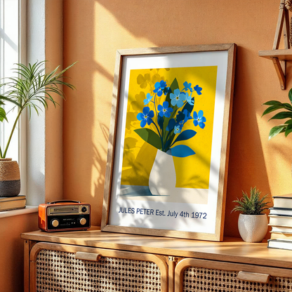 No.30 Personalised fine art flower print on museum gallery quality paper, customise the text to create a lifetime gift
