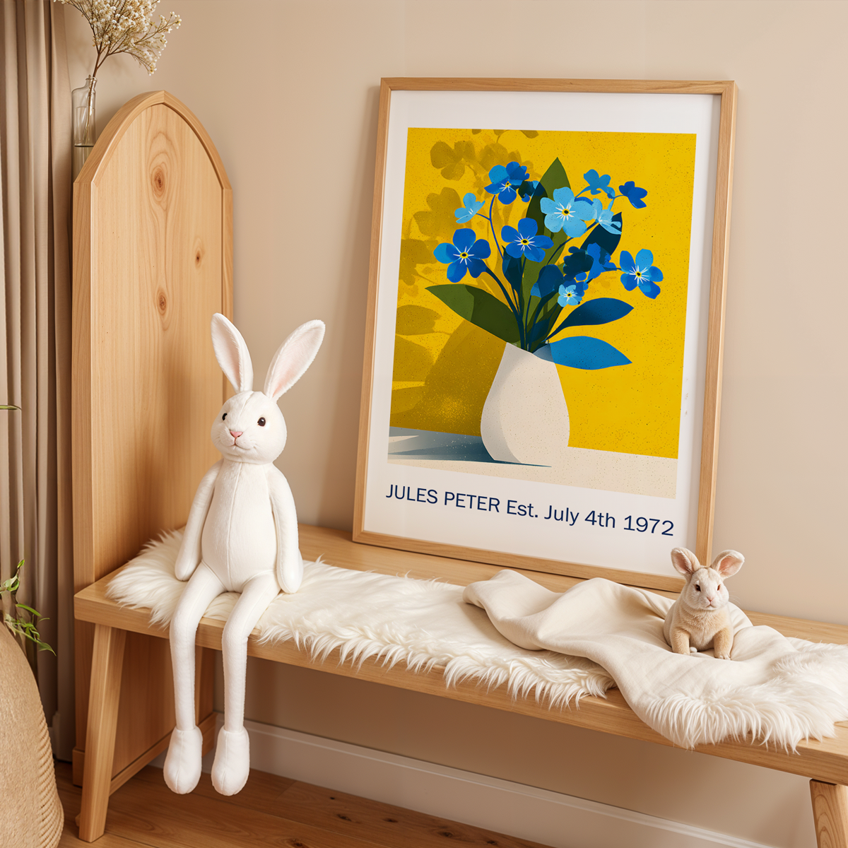 No.30 Personalised fine art flower print on museum gallery quality paper, customise the text to create a lifetime gift