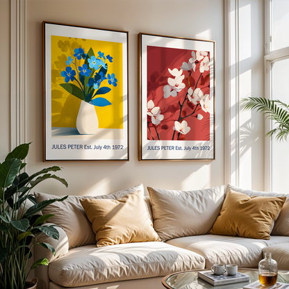 No.30 Personalised fine art flower print on museum gallery quality paper, customise the text to create a lifetime gift