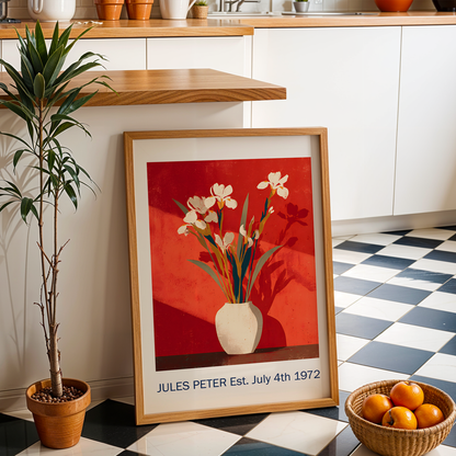 No.31 Personalised fine art flower print on museum gallery quality paper, customise the text to create a lifetime gift