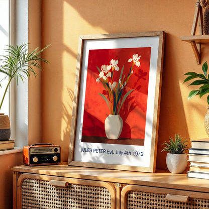 No.31 Personalised fine art flower print on museum gallery quality paper, customise the text to create a lifetime gift
