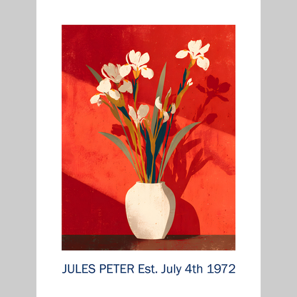 No.31 Personalised fine art flower print on museum gallery quality paper, customise the text to create a lifetime gift