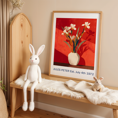No.31 Personalised fine art flower print on museum gallery quality paper, customise the text to create a lifetime gift