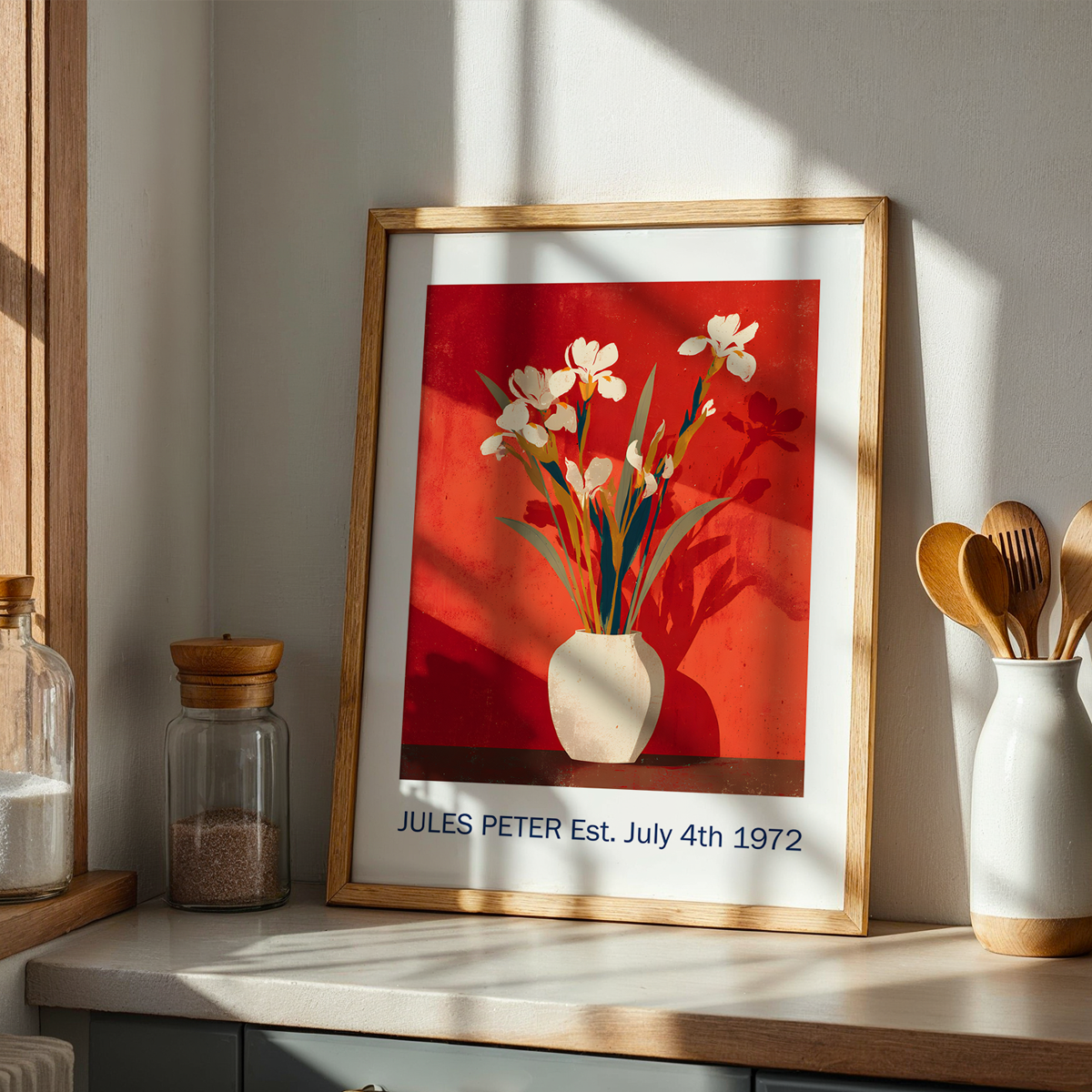 No.31 Personalised fine art flower print on museum gallery quality paper, customise the text to create a lifetime gift
