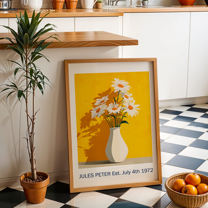 No.32 Personalised fine art flower print on museum gallery quality paper, customise the text to create a lifetime gift