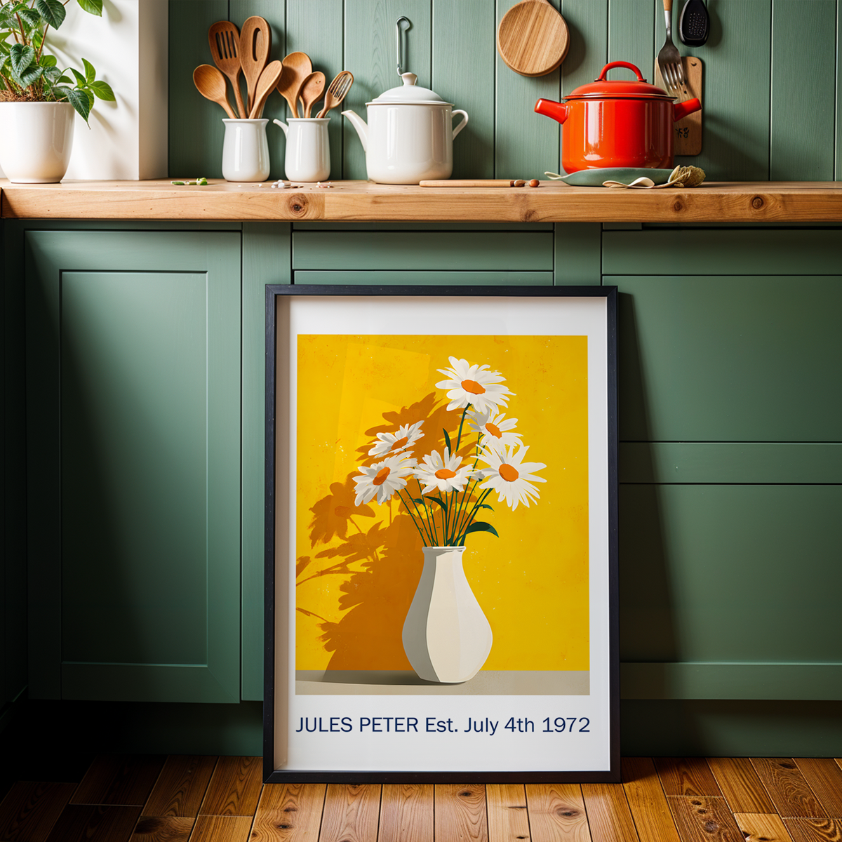No.32 Personalised fine art flower print on museum gallery quality paper, customise the text to create a lifetime gift