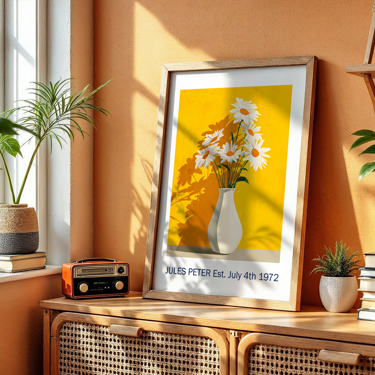 No.32 Personalised fine art flower print on museum gallery quality paper, customise the text to create a lifetime gift