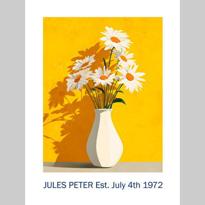 No.32 Personalised fine art flower print on museum gallery quality paper, customise the text to create a lifetime gift