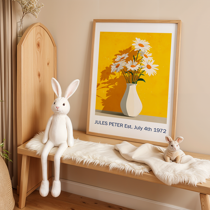 No.32 Personalised fine art flower print on museum gallery quality paper, customise the text to create a lifetime gift