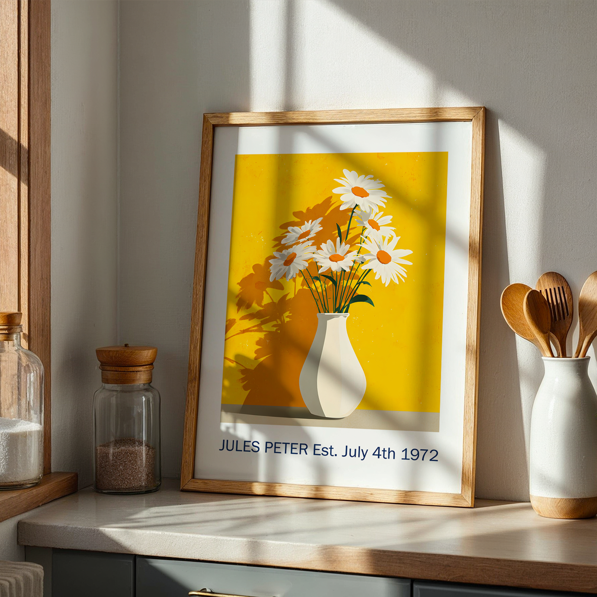 No.32 Personalised fine art flower print on museum gallery quality paper, customise the text to create a lifetime gift