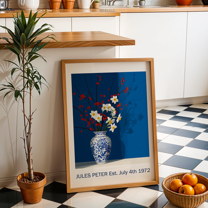 No.33 Personalised fine art flower print on museum gallery quality paper, customise the text to create a lifetime gift