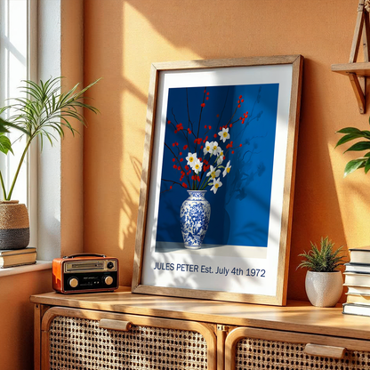 No.33 Personalised fine art flower print on museum gallery quality paper, customise the text to create a lifetime gift
