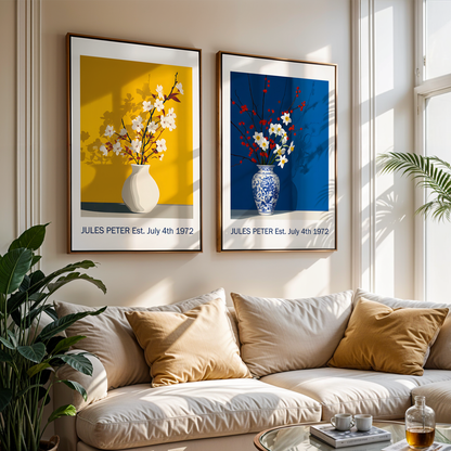 No.33 Personalised fine art flower print on museum gallery quality paper, customise the text to create a lifetime gift