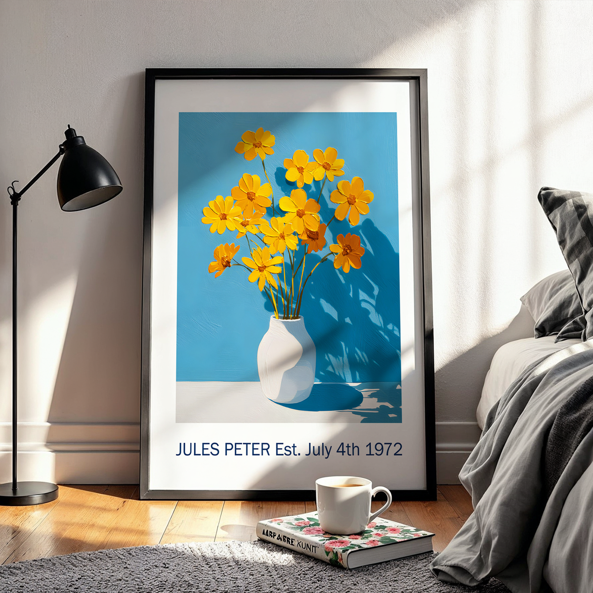 No.34 Personalised fine art flower print on museum gallery quality paper, customise the text to create a lifetime gift