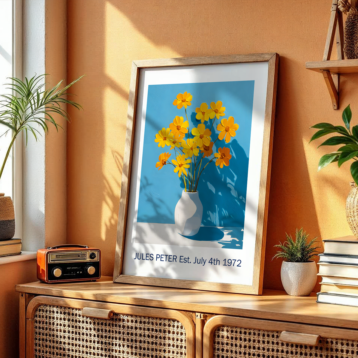 No.34 Personalised fine art flower print on museum gallery quality paper, customise the text to create a lifetime gift