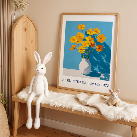 No.34 Personalised fine art flower print on museum gallery quality paper, customise the text to create a lifetime gift