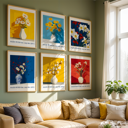 No.34 Personalised fine art flower print on museum gallery quality paper, customise the text to create a lifetime gift