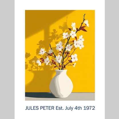 No.35 Personalised fine art flower print on museum gallery quality paper, customise the text to create a lifetime gift