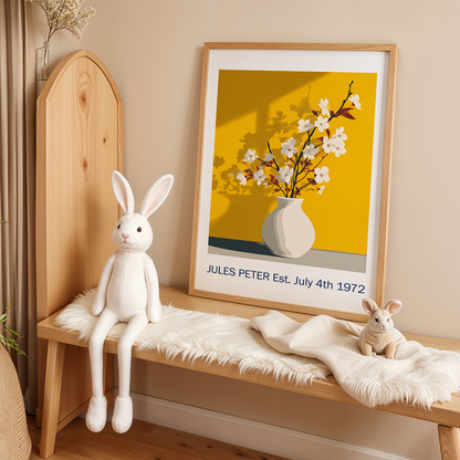 No.35 Personalised fine art flower print on museum gallery quality paper, customise the text to create a lifetime gift