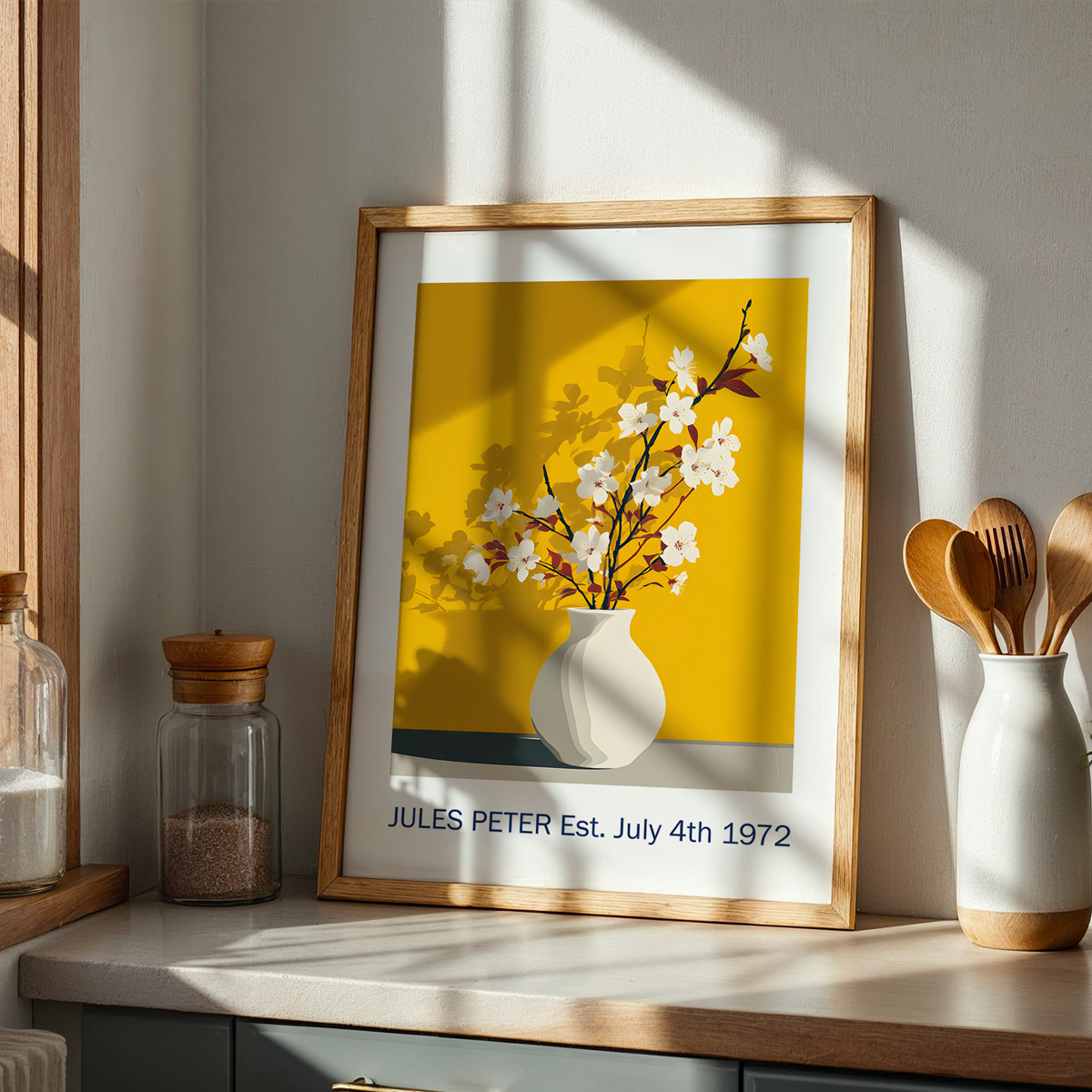 No.35 Personalised fine art flower print on museum gallery quality paper, customise the text to create a lifetime gift