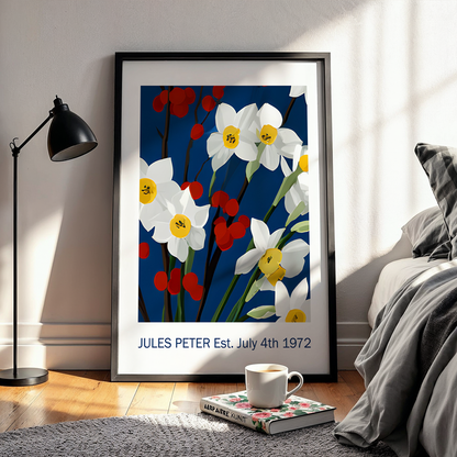 No.36 Personalised fine art flower print on museum gallery quality paper, customise the text to create a lifetime gift