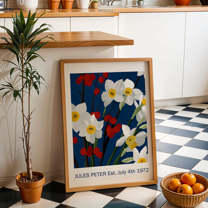 No.36 Personalised fine art flower print on museum gallery quality paper, customise the text to create a lifetime gift