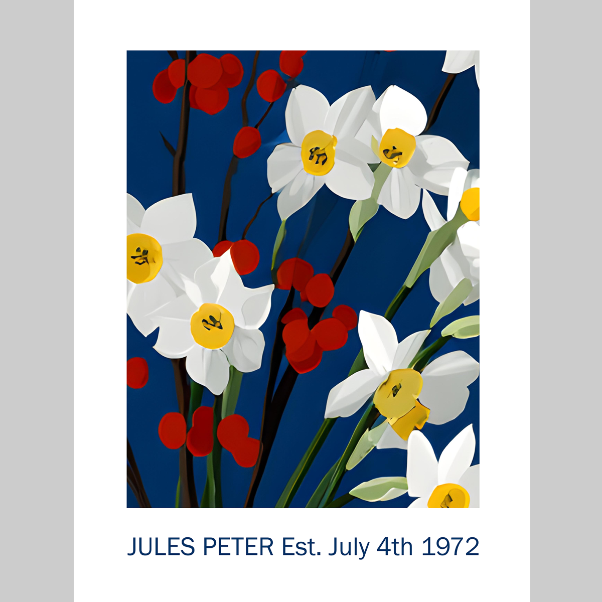 No.36 Personalised fine art flower print on museum gallery quality paper, customise the text to create a lifetime gift
