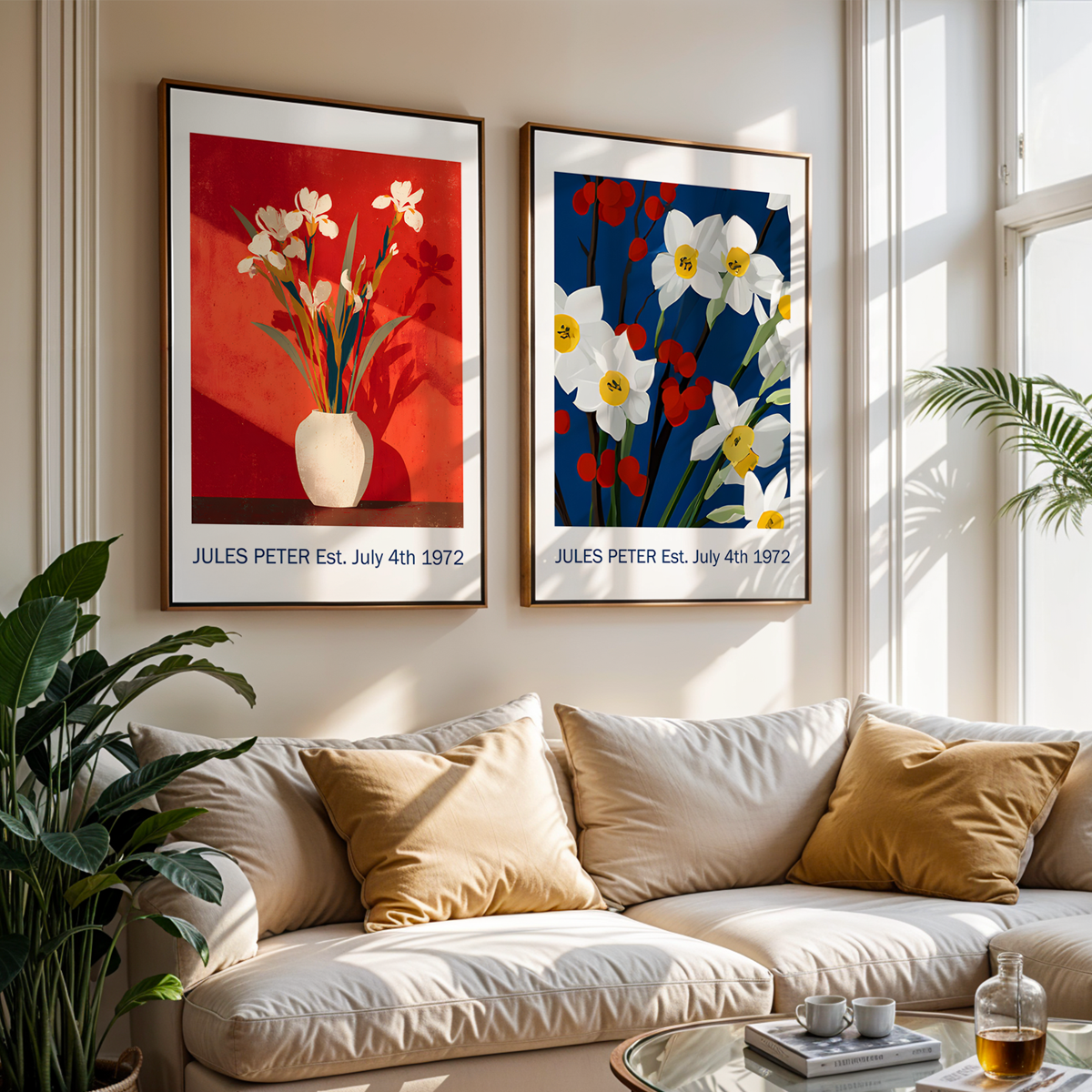 No.36 Personalised fine art flower print on museum gallery quality paper, customise the text to create a lifetime gift
