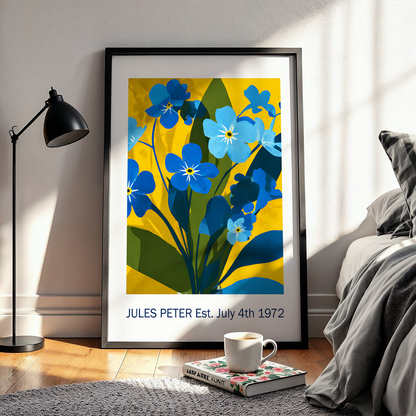 No.37 Personalised fine art flower print on museum gallery quality paper, customise the text to create a lifetime gift