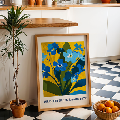 No.37 Personalised fine art flower print on museum gallery quality paper, customise the text to create a lifetime gift