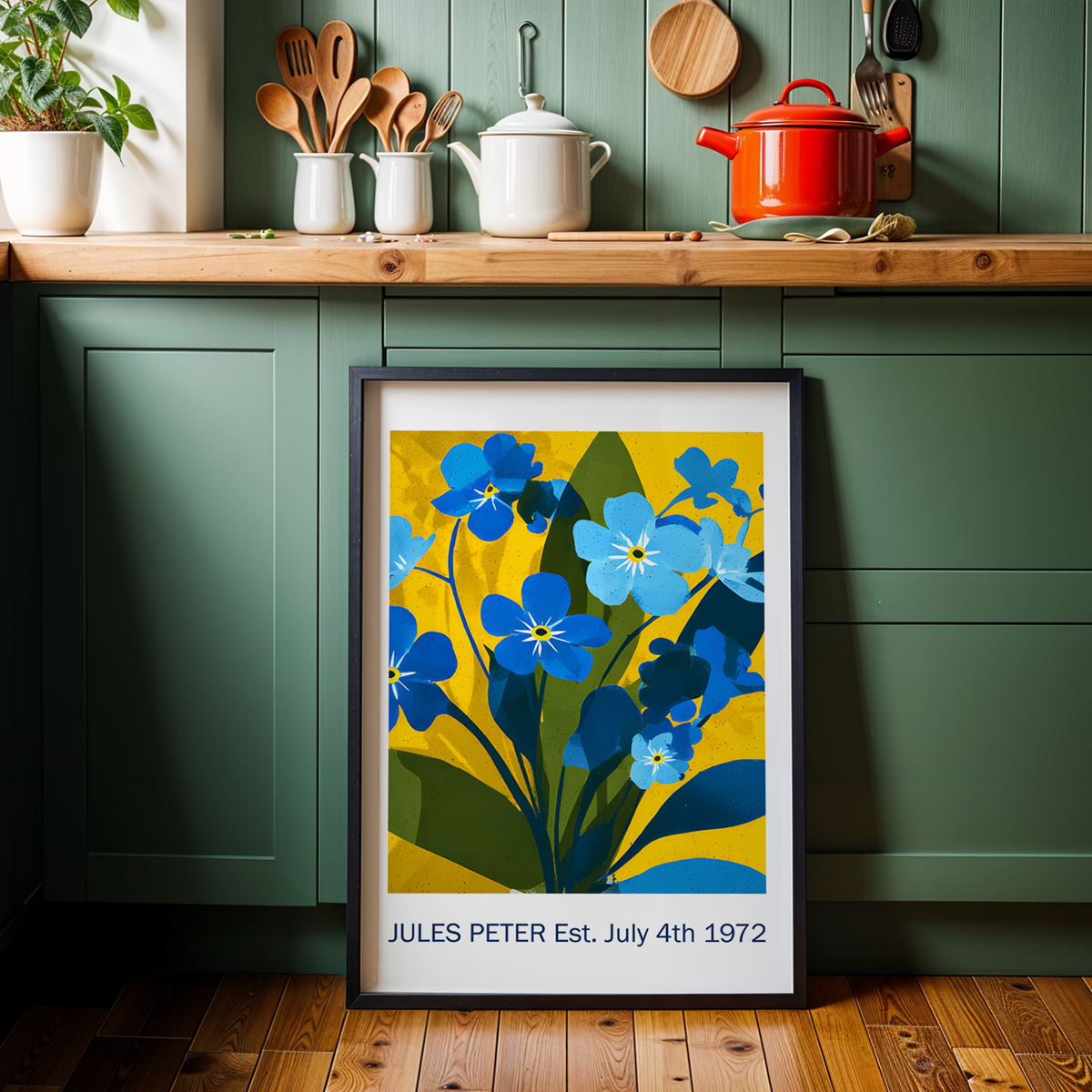 No.37 Personalised fine art flower print on museum gallery quality paper, customise the text to create a lifetime gift