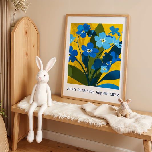 No.37 Personalised fine art flower print on museum gallery quality paper, customise the text to create a lifetime gift