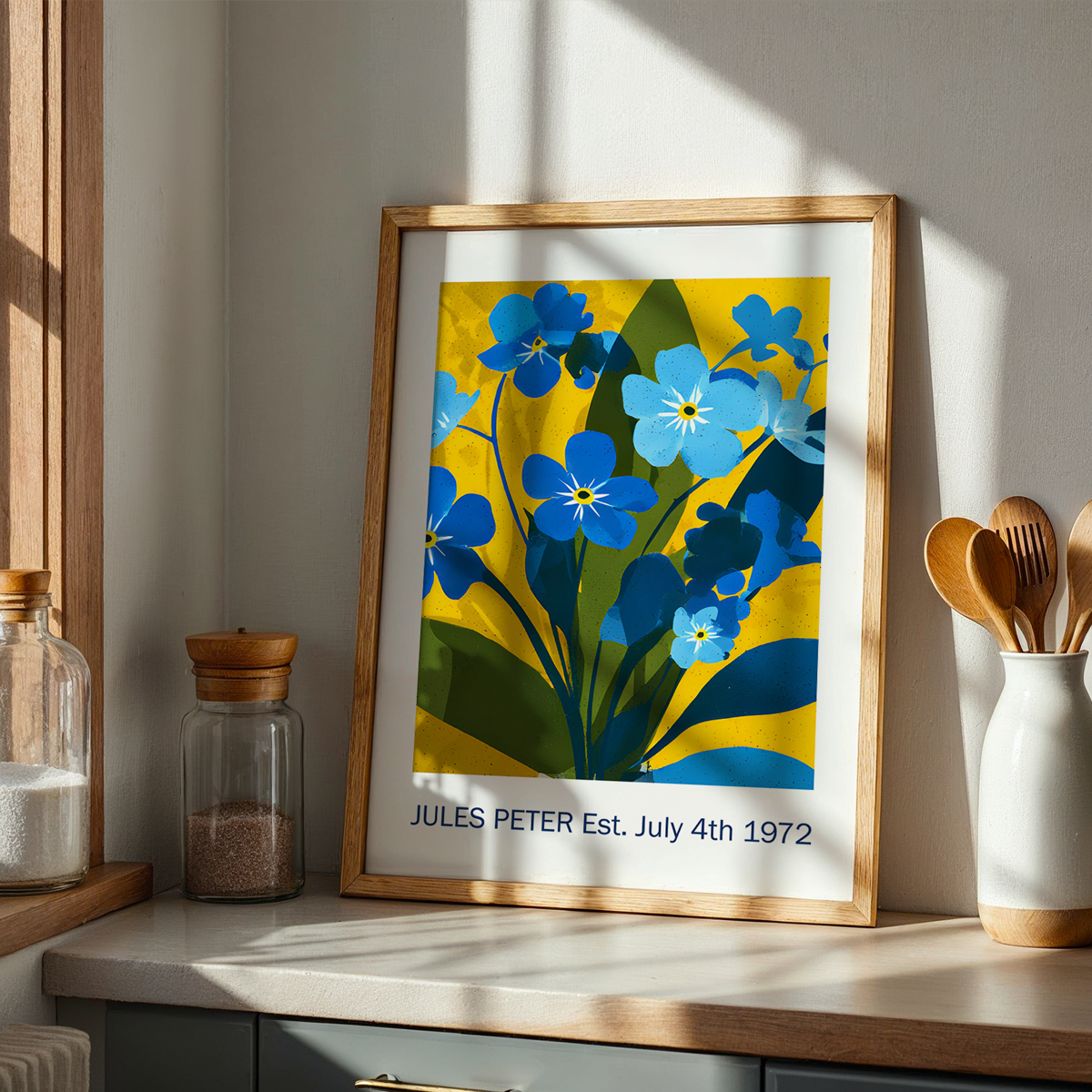 No.37 Personalised fine art flower print on museum gallery quality paper, customise the text to create a lifetime gift