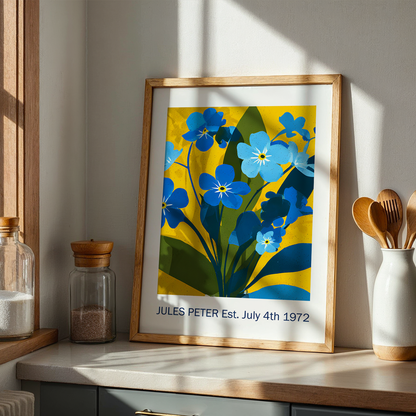 No.37 Personalised fine art flower print on museum gallery quality paper, customise the text to create a lifetime gift