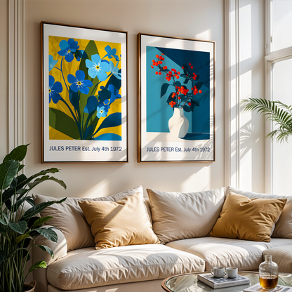 No.37 Personalised fine art flower print on museum gallery quality paper, customise the text to create a lifetime gift