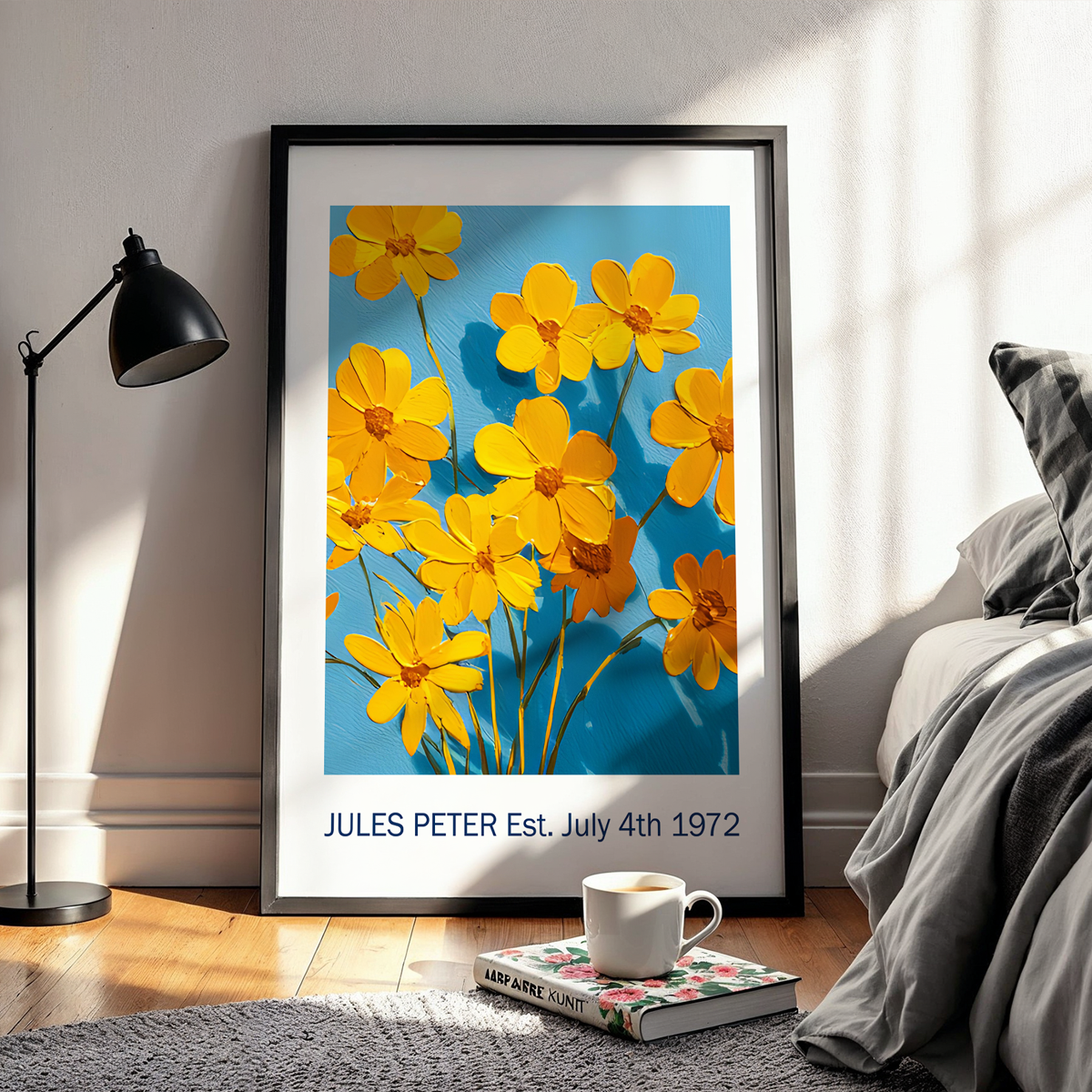 No.56 Personalised fine art flower print on museum gallery quality paper in high quality black wooden frame