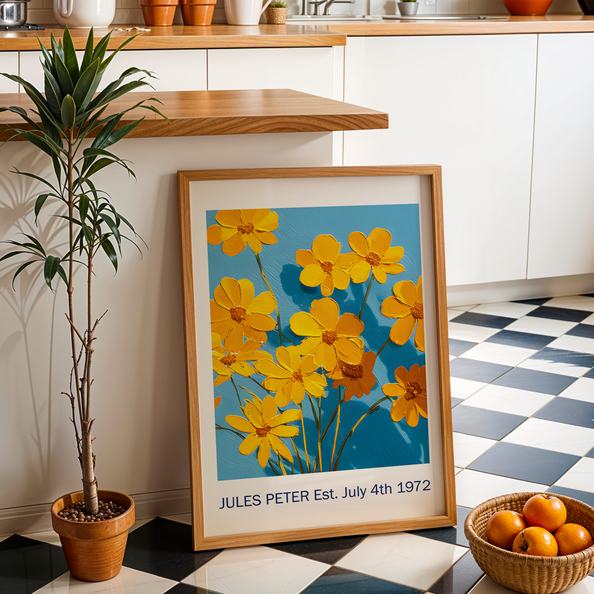 No.38 Personalised fine art flower print on museum gallery quality paper, customise the text to create a lifetime gift