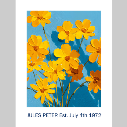 No.38 Personalised fine art flower print on museum gallery quality paper, customise the text to create a lifetime gift