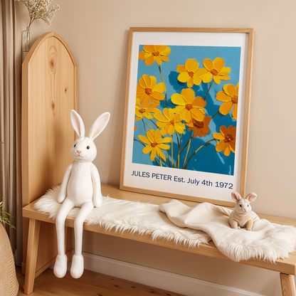 No.38 Personalised fine art flower print on museum gallery quality paper, customise the text to create a lifetime gift