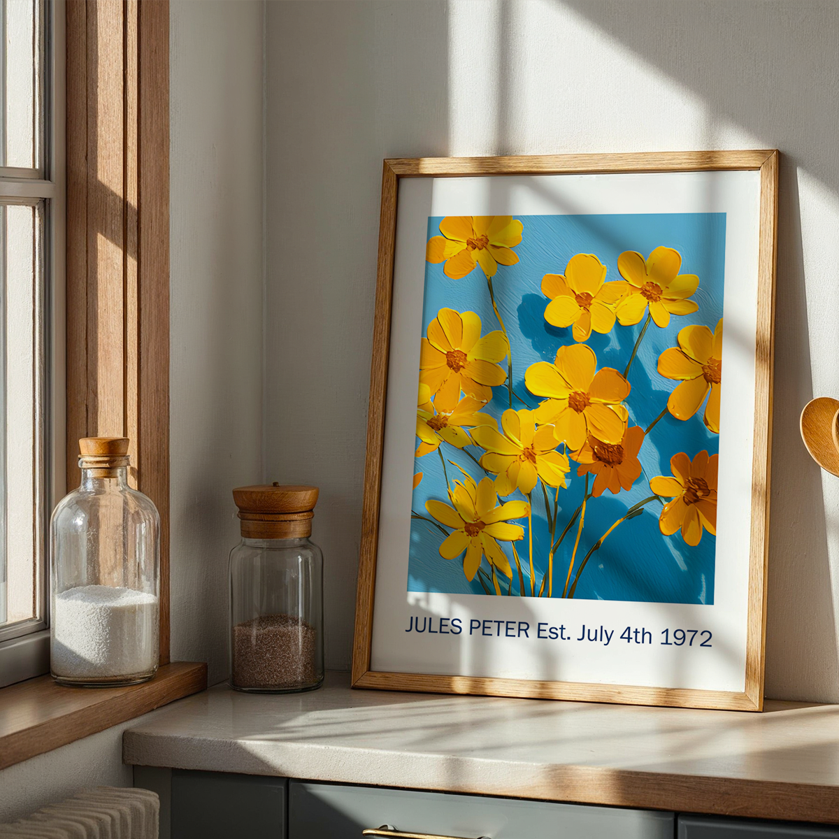 No.38 Personalised fine art flower print on museum gallery quality paper, customise the text to create a lifetime gift