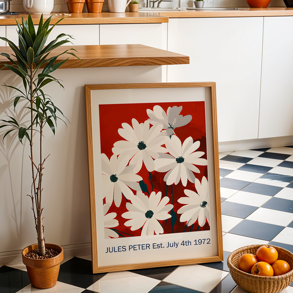 No.39 Personalised fine art flower print on museum gallery quality paper, customise the text to create a lifetime gift