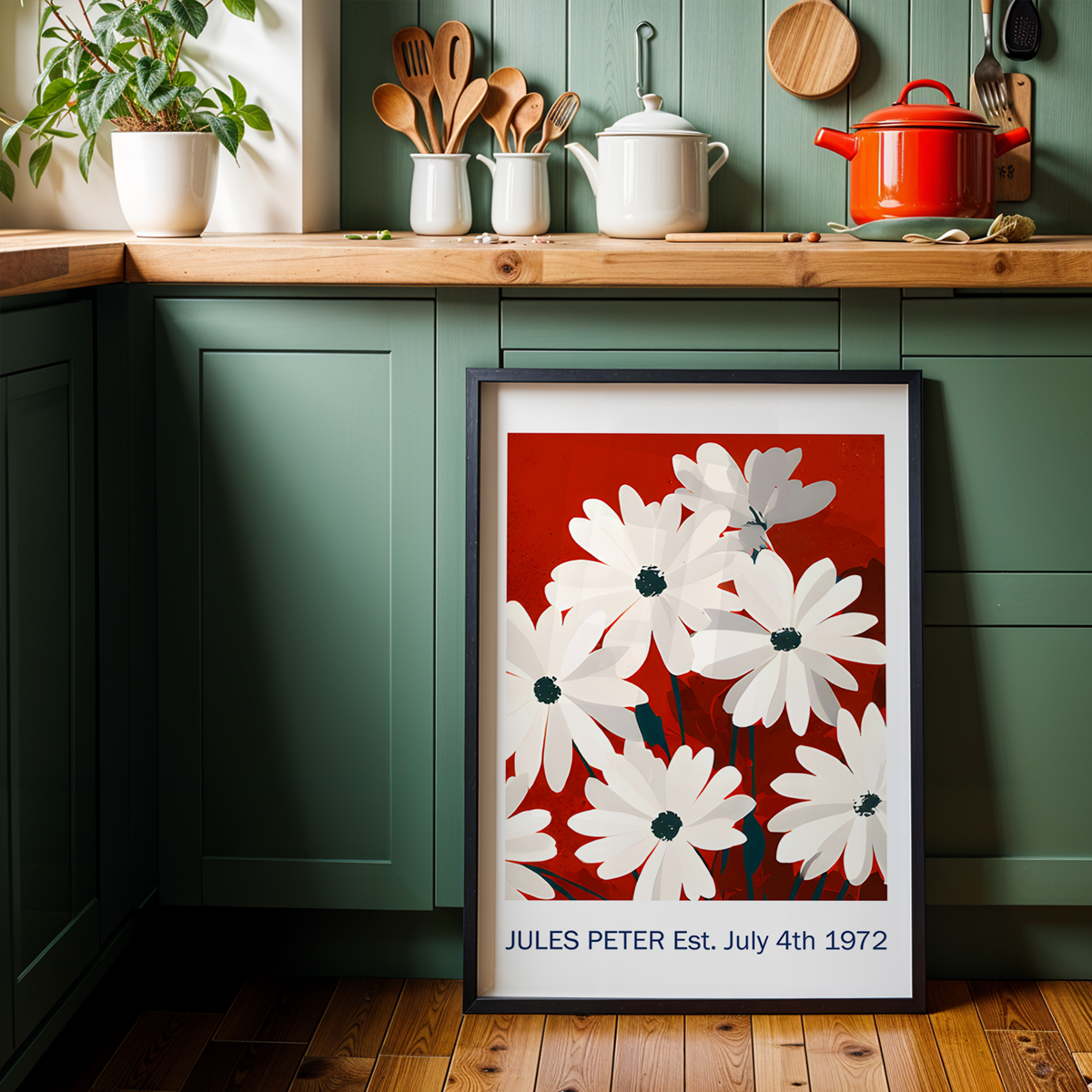 No.39 Personalised fine art flower print on museum gallery quality paper, customise the text to create a lifetime gift