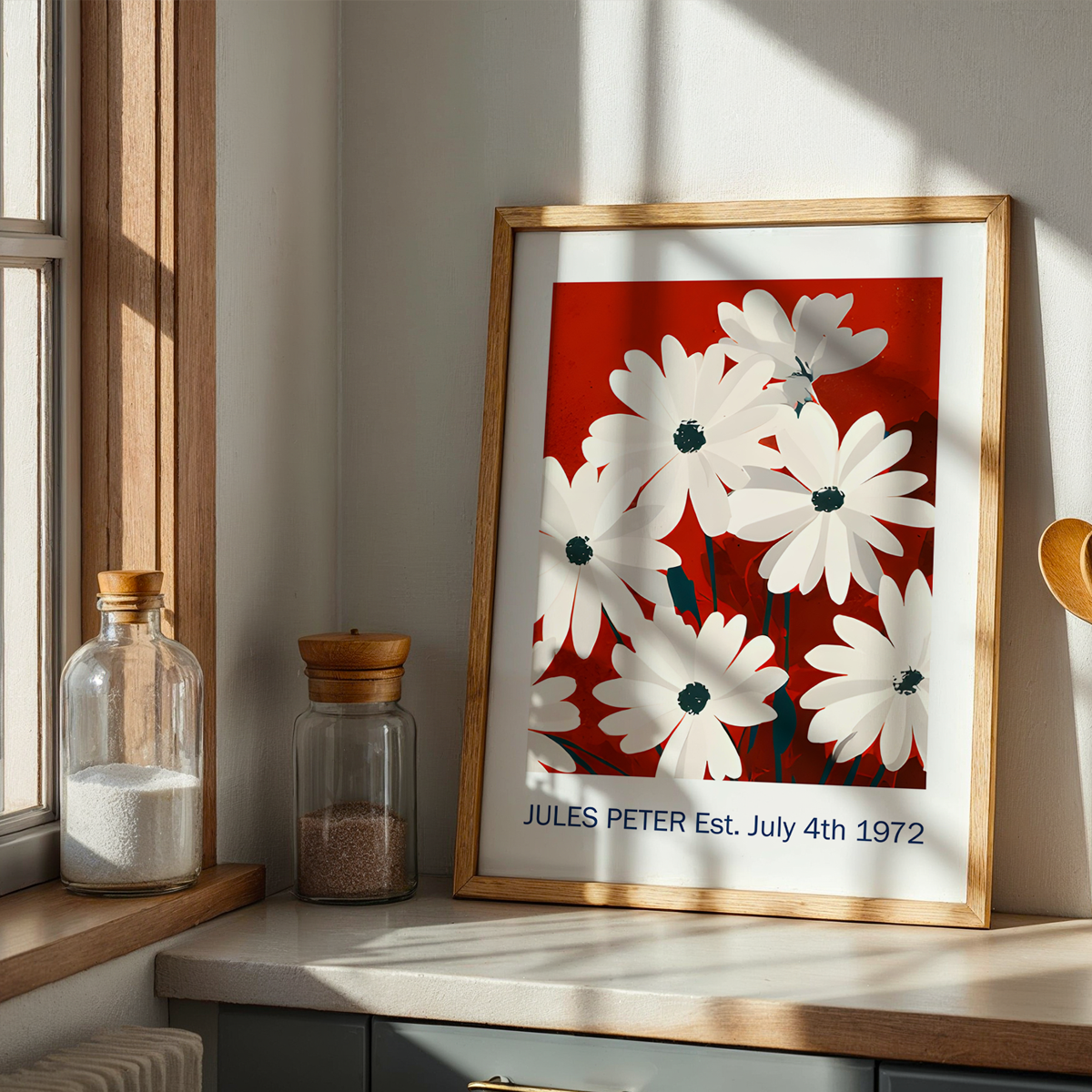 No.39 Personalised fine art flower print on museum gallery quality paper, customise the text to create a lifetime gift