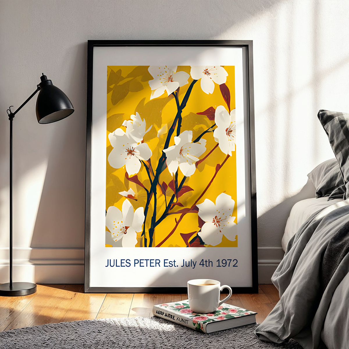No.58 Personalised fine art flower print on museum gallery quality paper in high quality black wooden frame