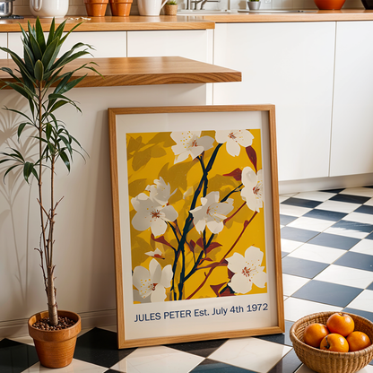 No.40 Personalised fine art flower print on museum gallery quality paper, customise the text to create a lifetime gift