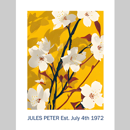 No.40 Personalised fine art flower print on museum gallery quality paper, customise the text to create a lifetime gift